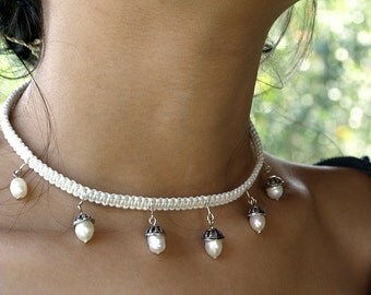 Choker Necklace, White Pearl Necklace, Pearl Choker, Pearl Wedding Necklace
