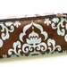 Cash budget envelope system wallet with 6 tabbed dividers // brown and blue damask designer laminated cotton