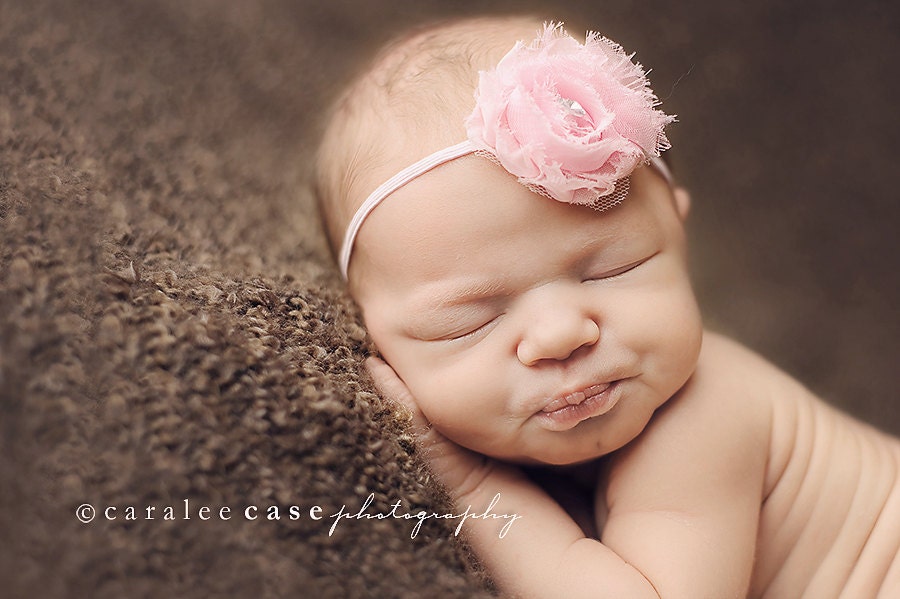 942 New baby headbands with hair 860 Mini Pink Shabby Baby Headband Baby Girl by Pinkpaisleybowtique 