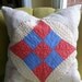 Quilt Feedsack Pillow Quilted Vintage Fabric Rustic Farmhouse Handmade