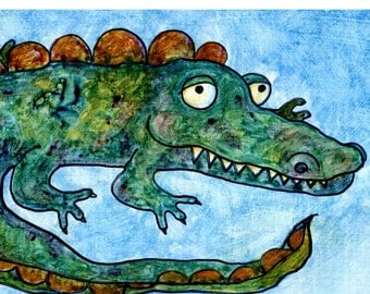 Gilbert the croc - Original Mixed Media Painting