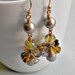 SALE - Swarovski Earrings, honey and mustard Swarovski pearls and glass crystals White Platinum Bordeaux Lavender