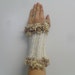 white knitted wrist warmers / fingerless gloves shipping included