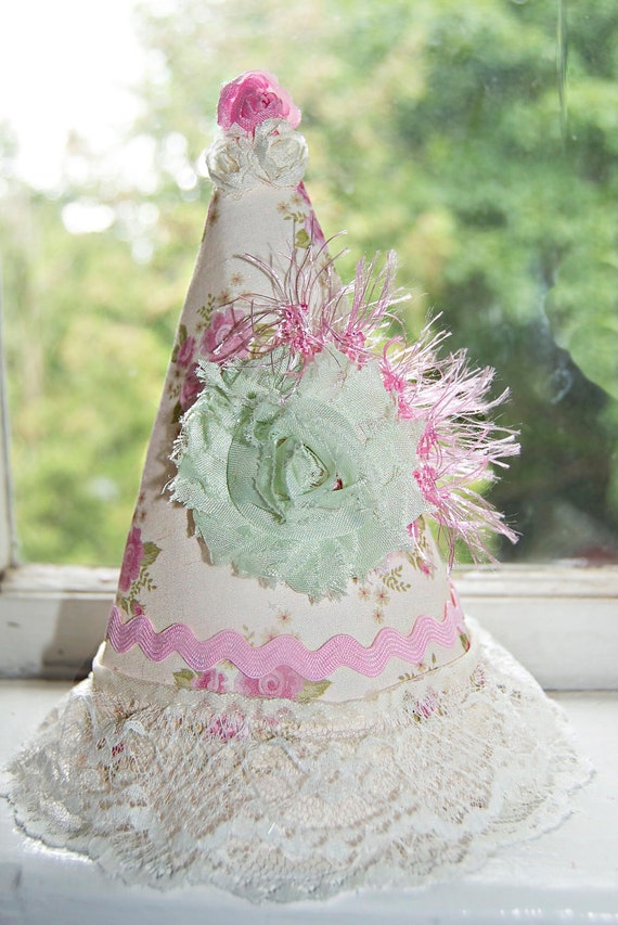 Birthday Hat - Shabby Chic Style Party Hat - Photography Prop - Birthday Hat  - Baby Top Hat