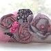 Rosette Headband in Pink and Gray - Fabulous Photo Prop - Birthday - Baby Headband - Couture