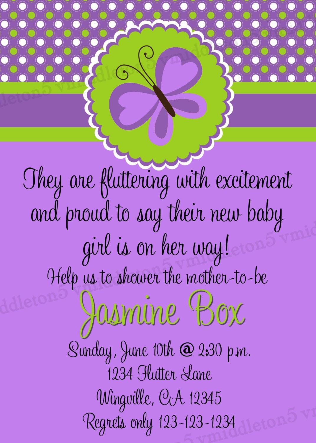 shower invitations photo baby walmart Your Shower Butterfly 4x6 Own Print Baby Invitation or 5x7