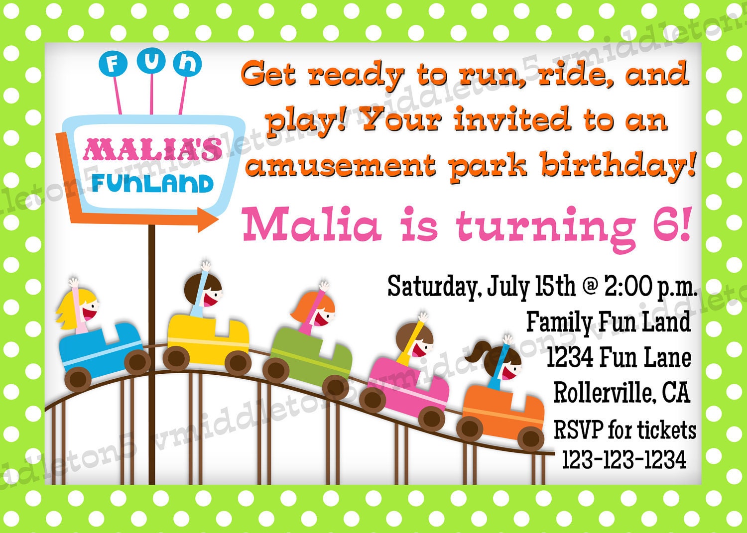 Amusement Park Birthday Invitations Free 3