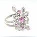 BIG SALE Pink Sapphire and diamond 14k white gold ring Assymetrical floral Spray 1200 dollars value /weighty solid gold Deco