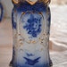 1800 Flow Blue Pitcher w/Roses and Birds