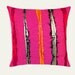 Decorative pink throw pillow cover with vertical colored silk stripes, fits 18"X18" insert. Toss pillow cover