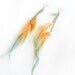 Feather Chain Earrings "Ocean Sunset" Turquoise Aqua, Coral Orange, White, Ombre, Aquamarine, Beachy, Tribal Summer Fashion Trend