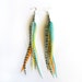 Long Colorful Feather Earrings "Color Addiction" Turquoise Yellow Orange Ombre, Aqua, Bright, Natural, Winter Fashion