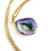 Purple Geode Slice Necklace - Open Center, Sparkly Turquoise Aqua Crystal Druzy, Polished Agate, Gorgeous Color & Detail, Spring Fashion