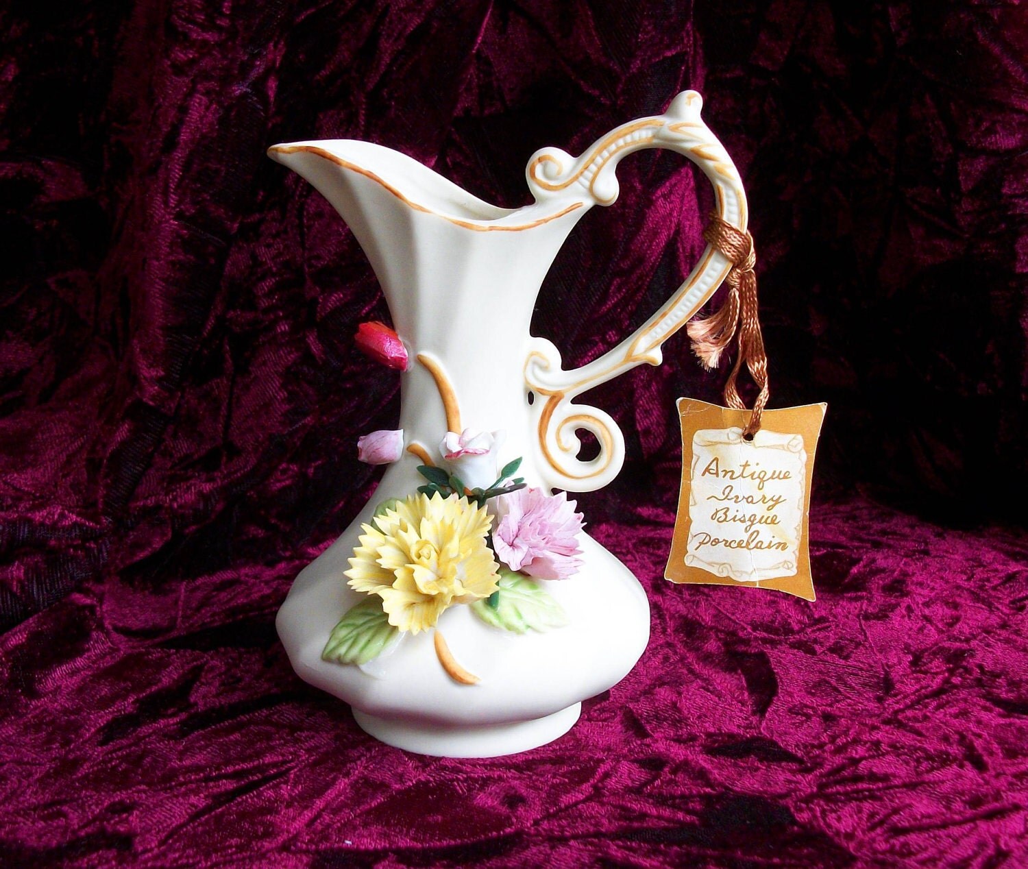 Vintage Arnart Ivory Bisque Porcelain Ceramic Vase