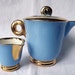 Art Deco coffee pot or teapot and creamer, Sarreguemines, from France