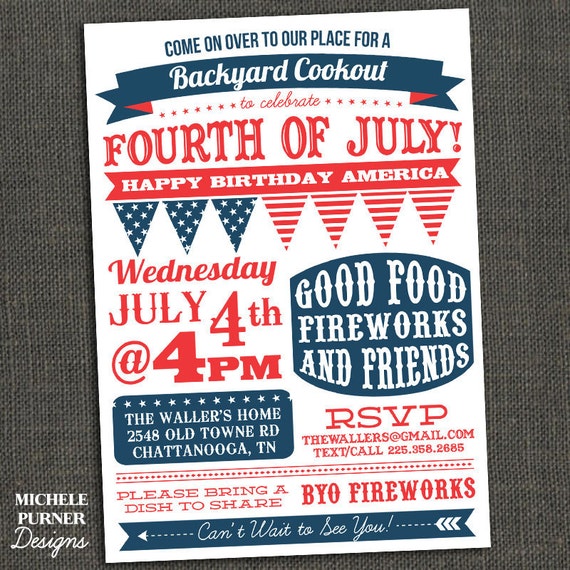 Items Similar To Fourth Of July Party Invitation BBQ