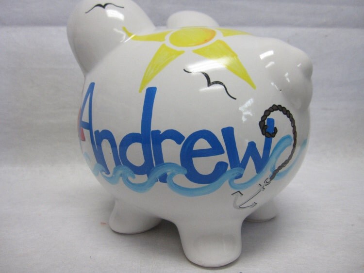 Personalized Piggy Bank Sail Boat by ThisLittlePiggieBank on Etsy