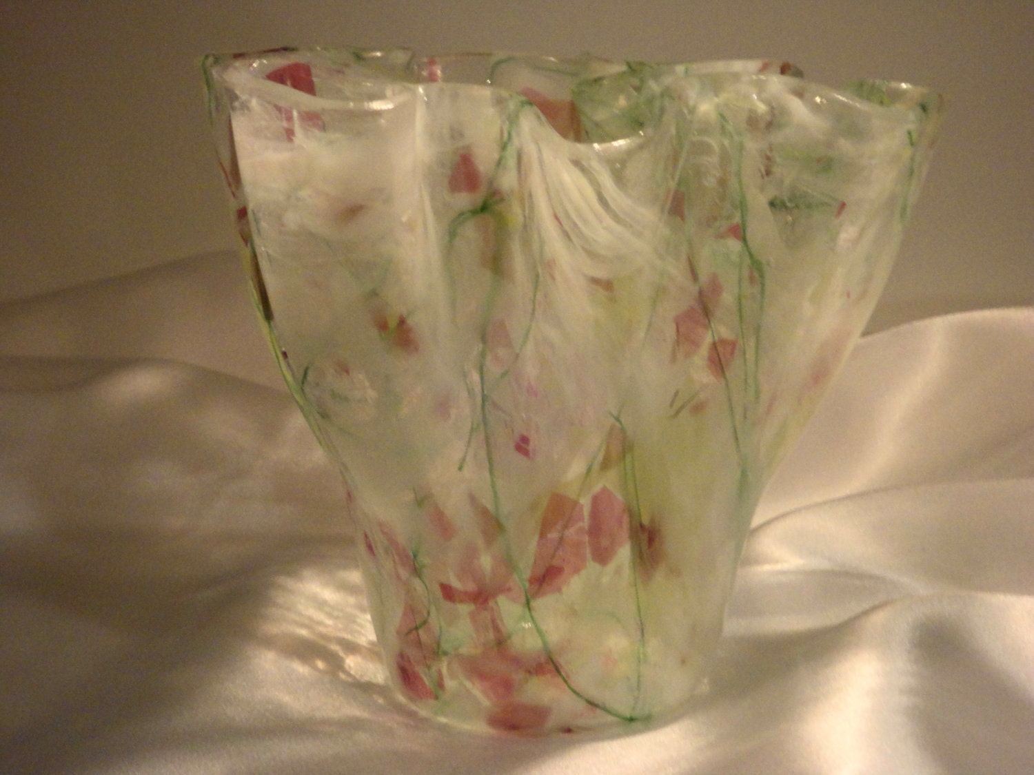 Fused Confetti Glass Vase Pink White and by fuseboxglass