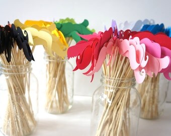 Photo Booth Props - Mustache Bash - Set of 48 Mustaches on a stick - You Choose Colors - Photobooth Props Party Props