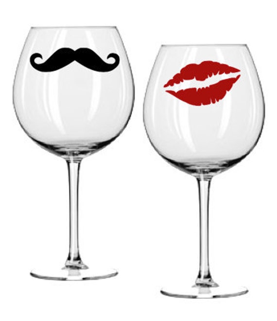 Mustache wine glass