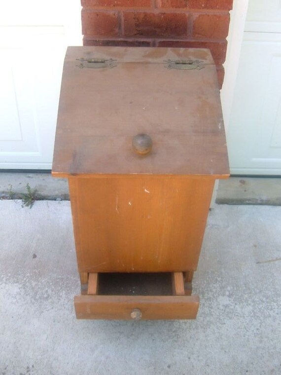 Vintage Pine Wood Potato and Onion Bin with Bottom Drawer