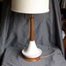 Mid century teak lamp with pottery base 1950s Danish Modern style