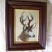 Reverse glass painting stag deer buck large 15 x 18 picture frame gilded signed