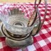 Glass And Silverplate Condiment Serving Set
