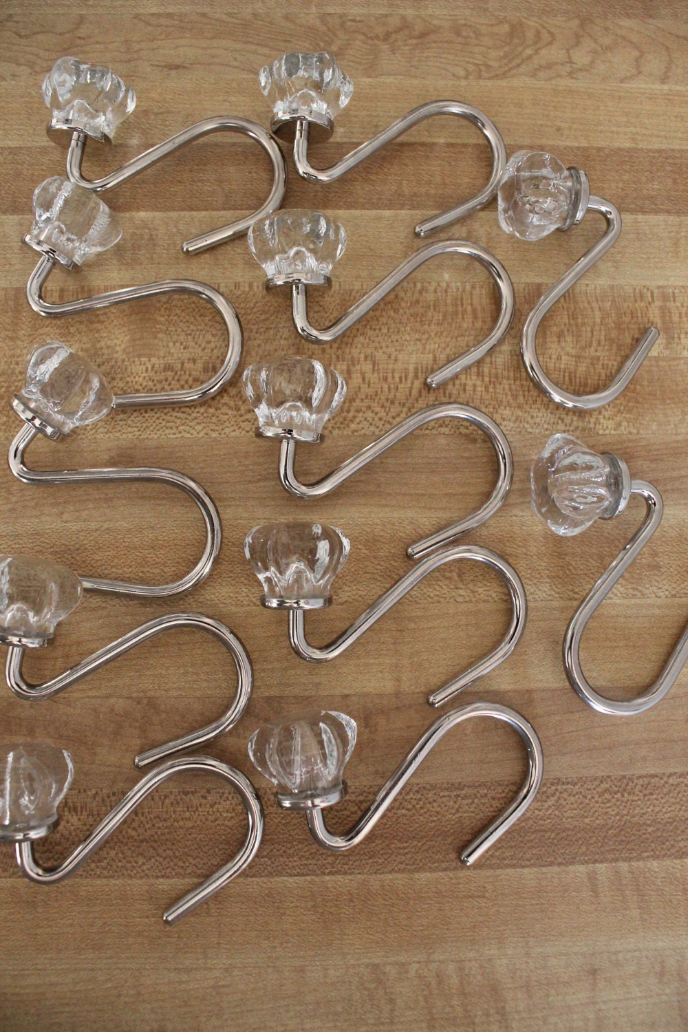 Vintage Glass Shower Curtain Hooks