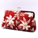 White orchid on maroon - Large Clutch Purse (L-109)