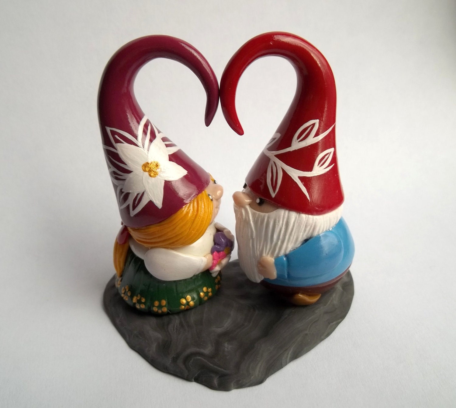 Mini Garden Gnome Couple Cake Topper or Plant Decoration