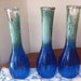 Three Blue Flower Bud Vases Two-Tone Blue Shabby Chic Vintage