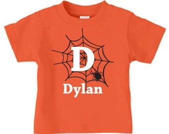 Spider web t-shirt, personalized Halloween t shirt for kids