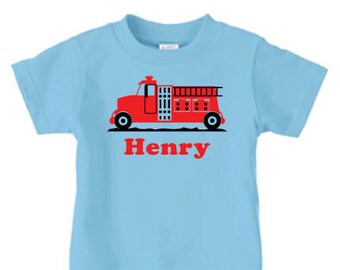 Firetruck birthday shirt, Personalized firetruck birthday shirt