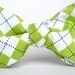 Green and Blue Argyle Men's Bow Tie