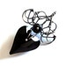Silver pendant Swarovski black crystal, heart bead snail, dark gothic victorian, unique fashion elegant