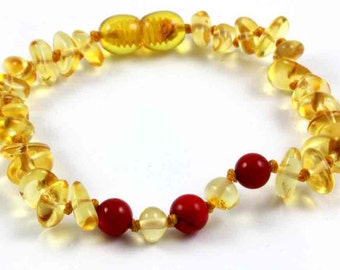 NATURAL BALTIC AMBER Baby Teething Bracelet or Anklet