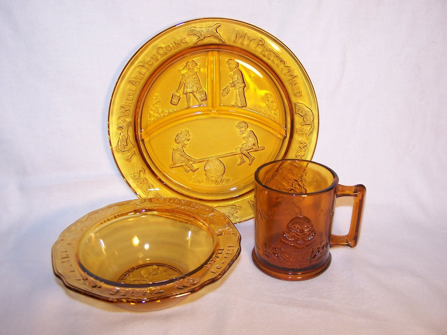 Children's Amber Glass Dishes by Tiara Exclusives Indiana