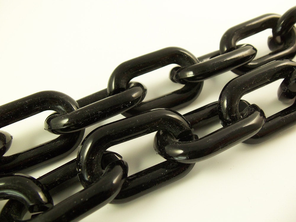 3 Ft Jumbo Vintage Black Plastic Link Chain Ch57