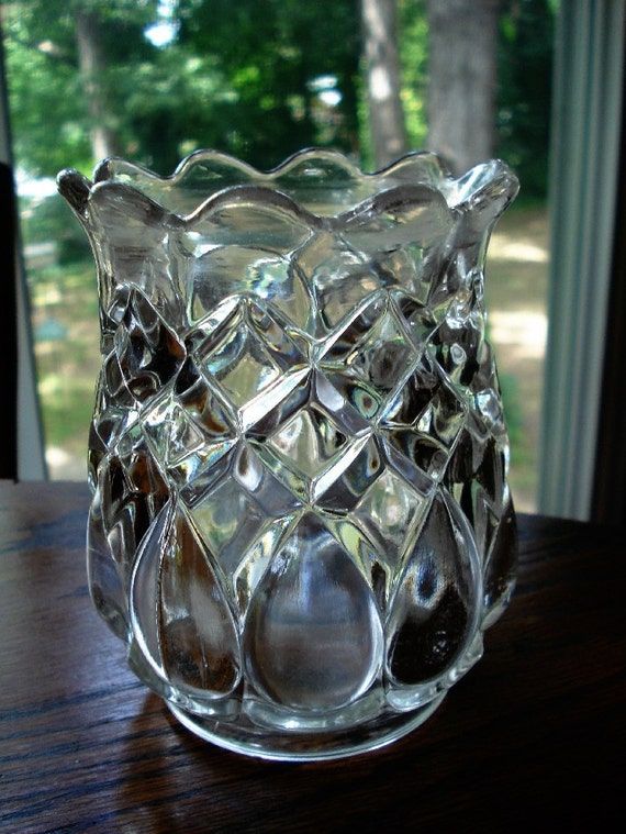 Beautiful Vintage Glass Spooner Spoon Holder by sweetmeadowstwo
