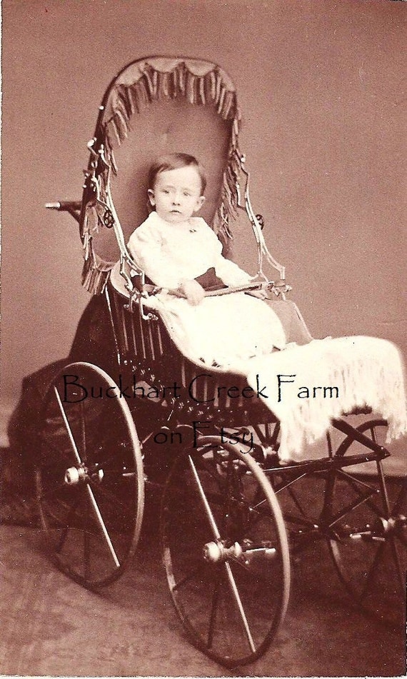 1800 Wicker Baby Boy Carriage Victorian by BuckhartCreekFarm