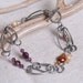 Bracelet - Double Strand Silver Oval Link Chain With Freshwater Pearls, Crystals & Toggle Clasp