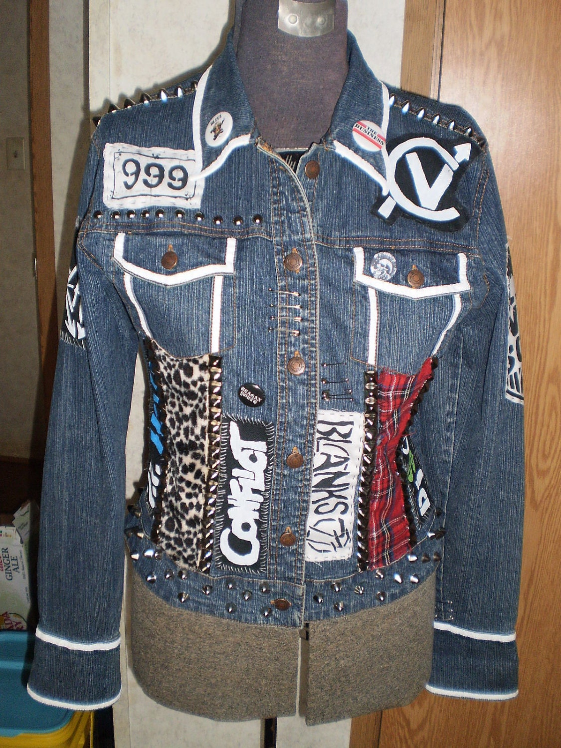 Customized Punk Studded Denim Jacket Small/Medium