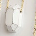CLEARANCE sale - simple wooden Diamond - faceted geometric necklace - white wood jewelry on gold chain