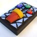 ACEO Mosaic: Love Pot Stained Glass Mixed Media Mosaic Shelf Sitter Wall Hanging Gift