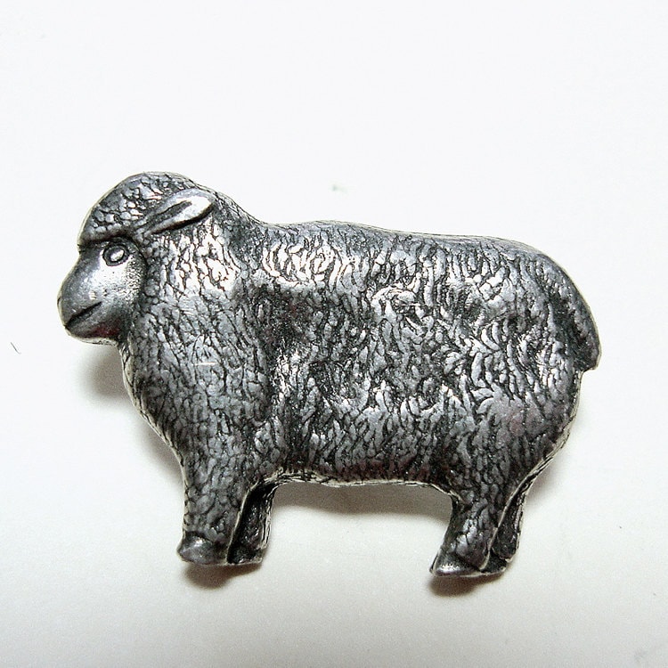 Pewter Buttons Lamb Animal Button Sheep Ewe by OddCatButtons