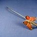 Vintage Butterfly Bookmarker - Orange Enamel and Goldtone Metal 5 1/2 inches long