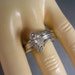 reserved M - 1950s Pear Cut Diamond solitaire and Pave Diamond Guard Wedding Set .59Ctw Size 7.75 14K WG 6.8 grams