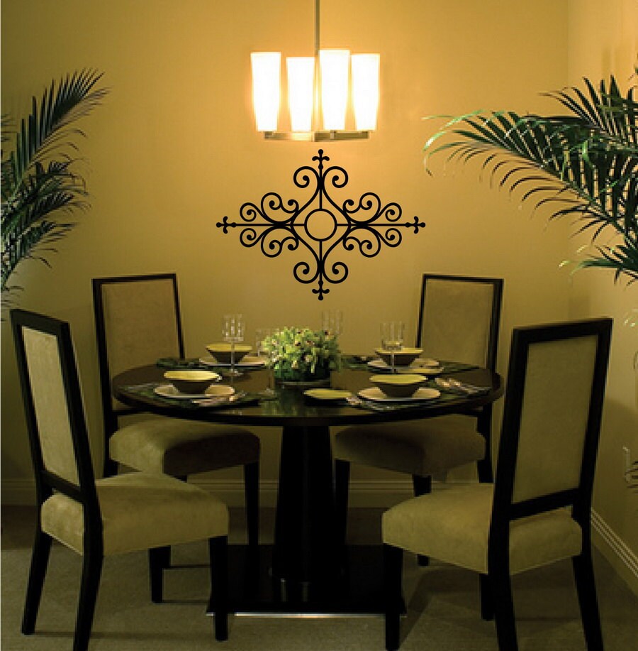 Vinyl Wall Decal Metal Look Wall Scroll Vinyl Decal Wall Decor