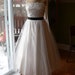 1950's TEA Length TULLE and LACE Wedding Gown with black satin belt